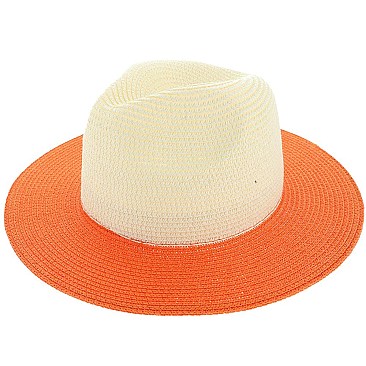 Color Block 2 Tone Fedora Straw Hat