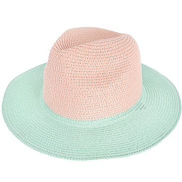 Color Block 2 Tone Fedora Straw Hat