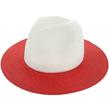 Color Block 2 Tone Fedora Straw Hat