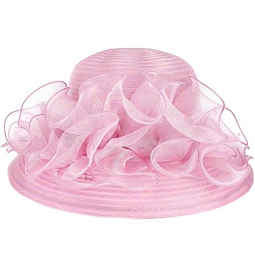 CLASSIC DRESSY PAPER SUMMER HAT WITH RUFFLES