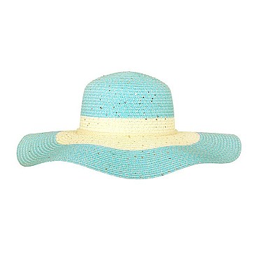 Trendy Turqiouse Large Summer Hat With Back Bow Tie