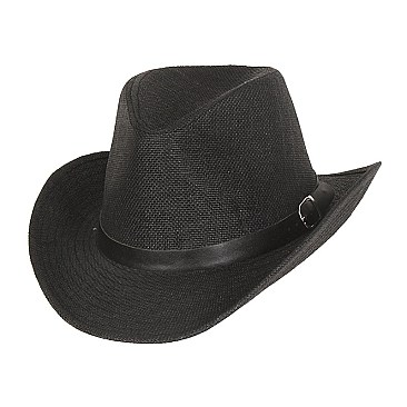 Fasionable Paper Braid Cowboy Hat With Belt Buckle Band SLHTP677