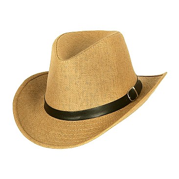 Fasionable Paper Braid Cowboy Hat With Belt Buckle Band SLHTP677