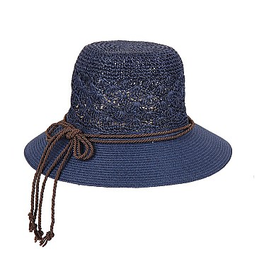 Fashionable Navy Medium Spring Hat With Bow Tie
