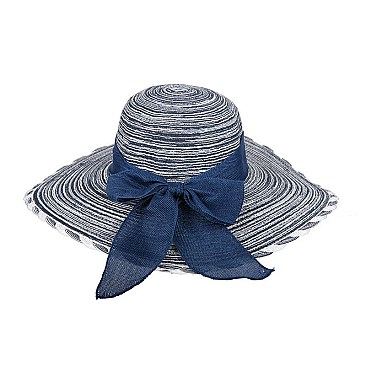 Trendy Navy Stylish Summer Hat With Bow Tie