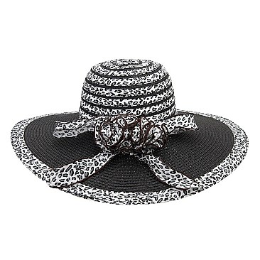 Trendy Floppy Hat W/cheetah Print On Edges SLHTP903
