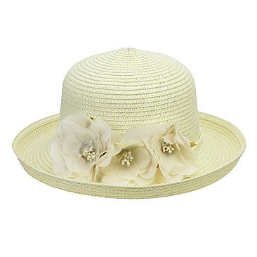 Summer Braid Hat W/flowers On Side
