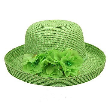 Summer Braid Hat W/flowers On Side