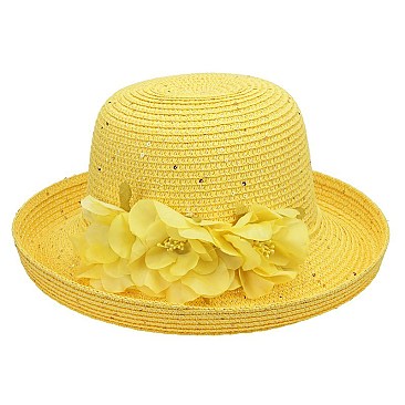 Summer Braid Hat W/flowers On Side
