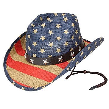 STARS AND STRIPES PATRIOTIC USA COWBOY HAT