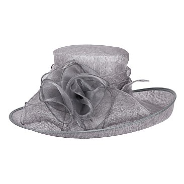 SINAMAY UP BRIM HAT W/ FLORAL SATIN CENTER SLHTS2066