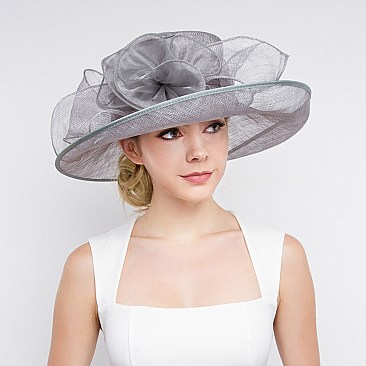 SINAMAY UP BRIM HAT W/ FLORAL SATIN CENTER SLHTS2066