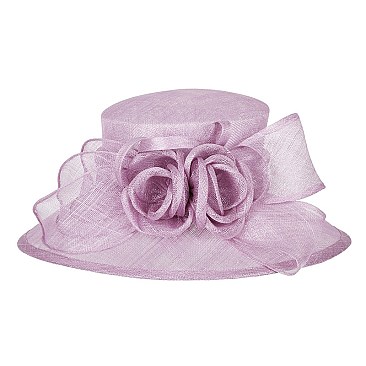 SINAMAY BRIM HAT W/ TWO ROSE CENTER SLHTS2069