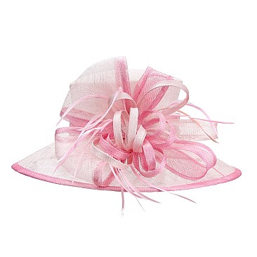 SINAMAY HAT W/ LOOPY CLUSTER CENTER LG BRIM 2 TONE SLHTS2070