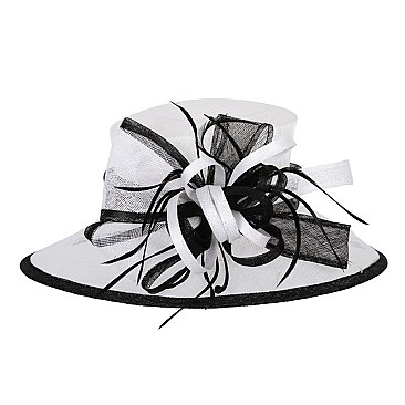 SINAMAY HAT W/ LOOPY CLUSTER CENTER LG BRIM 2 TONE SLHTS2070
