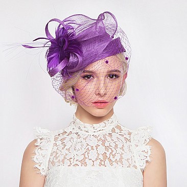 TRENDY SINAMAY FLOWER MESH VEIL PILLBOX SLHTS2077