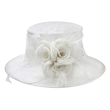 SINAMAY DERBY HAT 3 ROSE MEDIUM