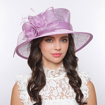 SINAMAY DERBY HAT 3 ROSE MEDIUM