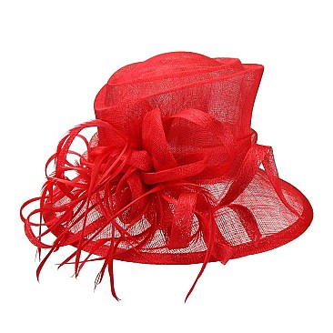 SINAMAY HAT SMALL BRIM FEATHER LOOP  SLHTS2181