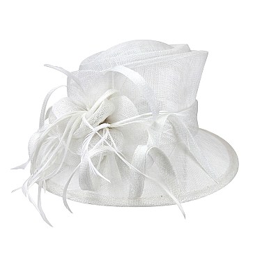 SINAMAY HAT SMALL BRIM FEATHER LOOP  SLHTS2181