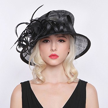 SINAMAY HAT SMALL BRIM FEATHER LOOP  SLHTS2181