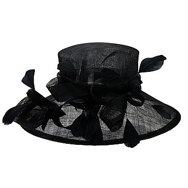 SINAMAY BRIM LOOP FEATHER HAT SLHTS2182
