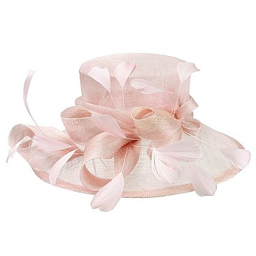 SINAMAY BRIM LOOP FEATHER HAT SLHTS2182