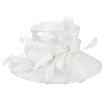SINAMAY BRIM LOOP FEATHER HAT SLHTS2182
