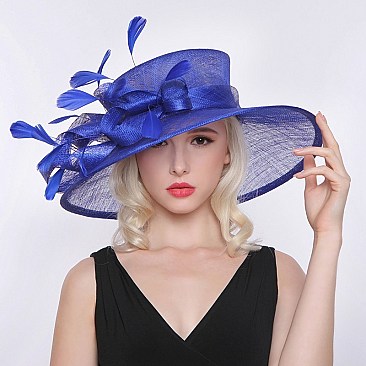 SINAMAY BRIM LOOP FEATHER HAT SLHTS2182