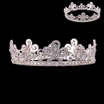 GRAND LINED FLOWER RHINESTONE CROWN SLHTY8024