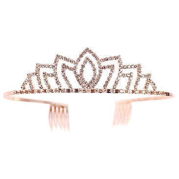 ELEGANT LOTUS BLOSSOM RHINESTONE TIARA SLHTY8738