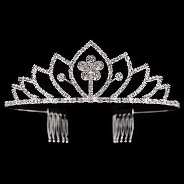 ELEGANT FLOWER ACCENT RHINESTONE TIARA SLHTY8744