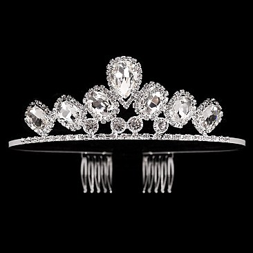 ELEGANT LINED LARGE RHINESTONE TIARA SLHTY8749