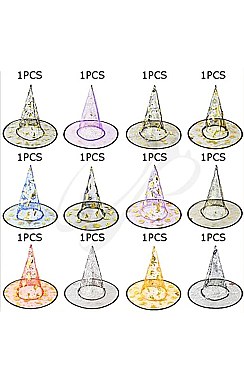 Pack of 12 Assorted Color Halloween Witch Hat