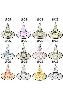 Pack of 12 Assorted Color Halloween Witch Hat