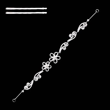 RHINESTONE DOUBLE DAISY HAIR VINE W/GEMS SLHWH2074