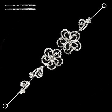 DAINTY 2 FLOWER RHINESTONE HEADPIECE SLHWM1988