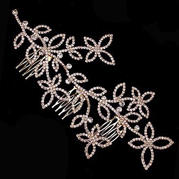 Fashionable design Large Floral Rhinestone 3 Comb SLHWY8967