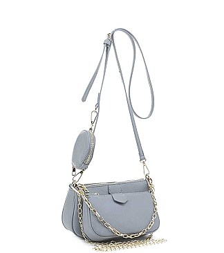 3 IN 1 STYLISH CROSSBODY BAG WITH MATCHING BAG AND COIN PURSE SET