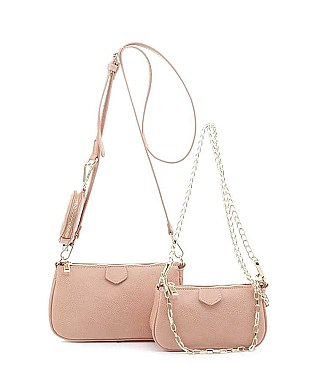 3 IN 1 STYLISH CROSSBODY BAG WITH MATCHING BAG AND COIN PURSE SET