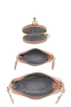 3 IN 1 STYLISH CROSSBODY BAG WITH MATCHING BAG AND COIN PURSE SET
