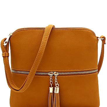 Mid-Zip Tasselled Crossbody Bag