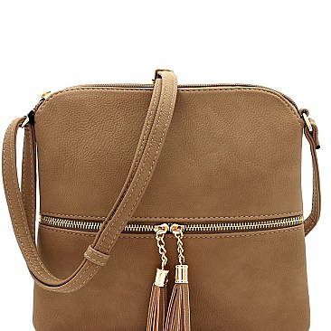 Mid-Zip Tasselled Crossbody Bag