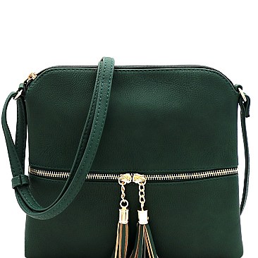 Mid-Zip Tasselled Crossbody Bag