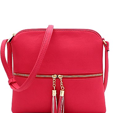 Mid-Zip Tasselled Crossbody Bag