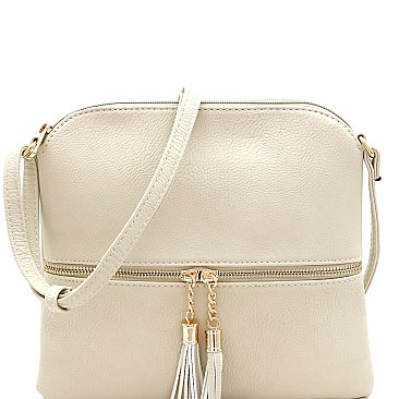 Mid-Zip Tasselled Crossbody Bag