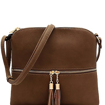 Mid-Zip Tasselled Crossbody Bag