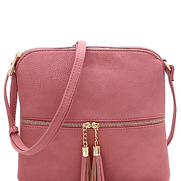 Mid-Zip Tasselled Crossbody Bag