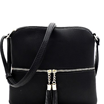 Mid-Zip Tasselled Crossbody Bag