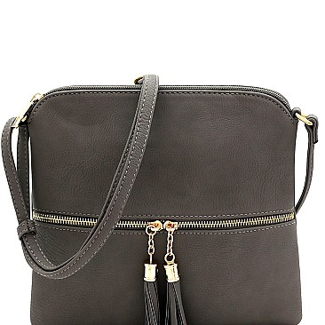 Mid-Zip Tasselled Crossbody Bag